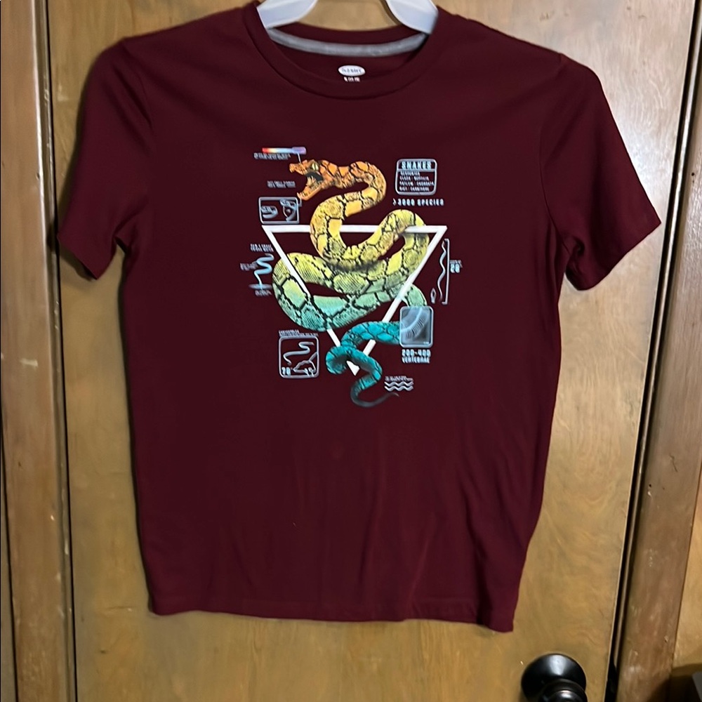 Old Navy Red and Yellow Reptile Graphic T-Shirt boys XL 14 16